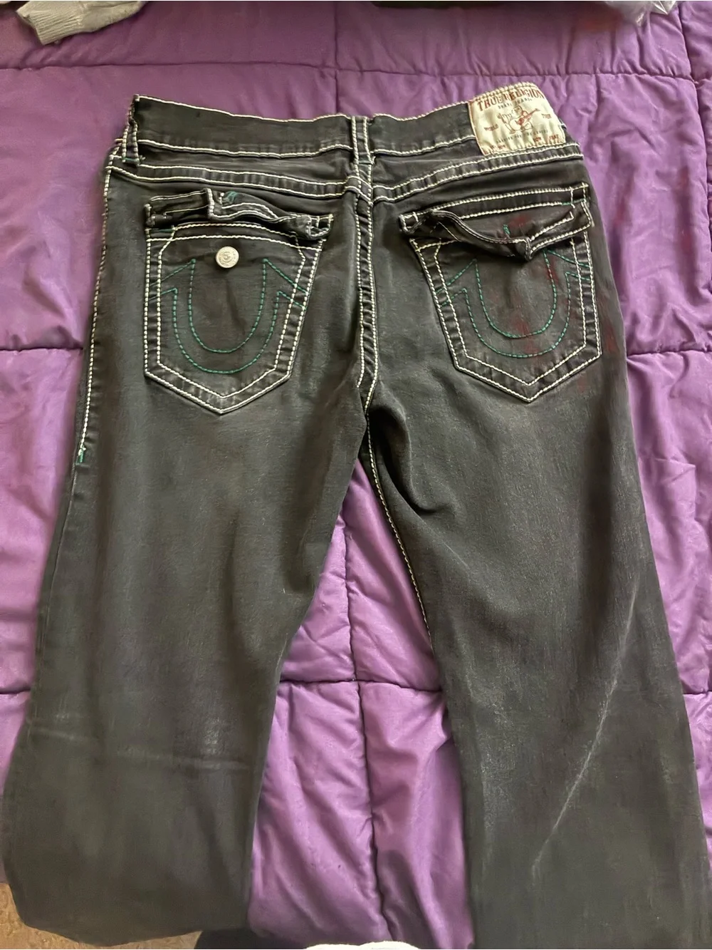 True Religion Men’s Black Skinny Jeans with Contrast Stitching